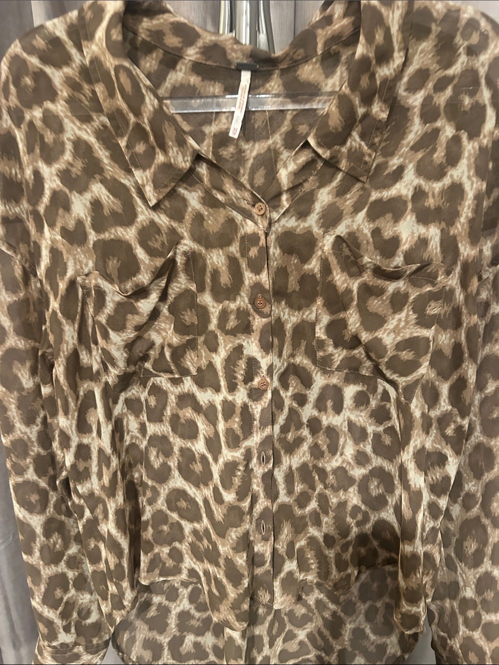 Free People Brown Leopard-Print Button Down Shirt - Picture 4 of 10